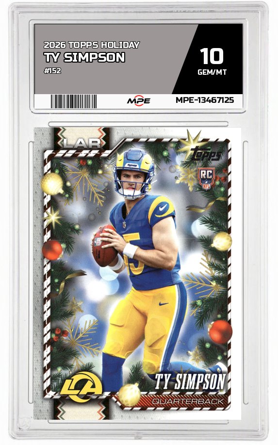 2026 TOPPS HOLIDAY #152 TY SIMPSON MPE 10 GEM/MT — graded card auctioned from the MPE vault