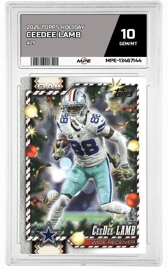 2026 TOPPS HOLIDAY #29 CEEDEE LAMB MPE 10 GEM/MT — graded card auctioned from the MPE vault
