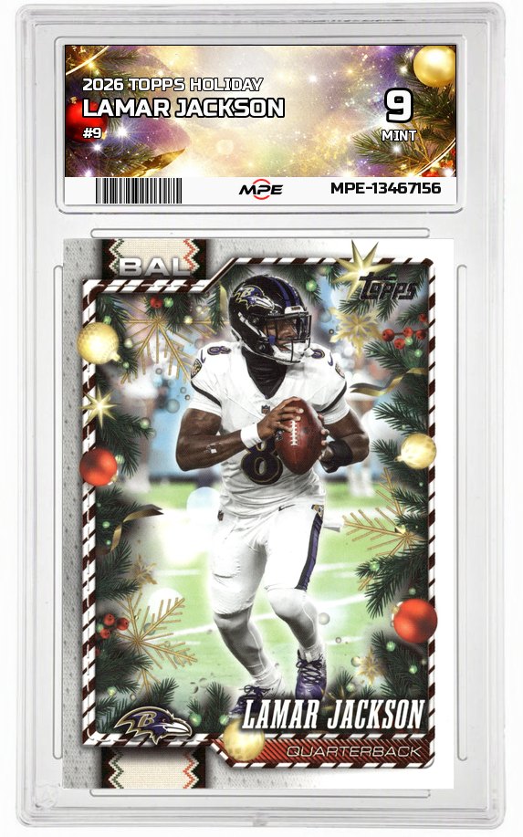 2026 TOPPS HOLIDAY #9 LAMAR JACKSON MPE 9 MINT — graded card auctioned from the MPE vault