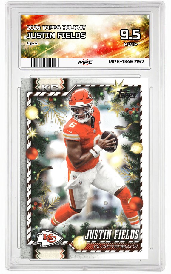 2026 TOPPS HOLIDAY #144 JUSTIN FIELDS MPE 9.5 MINT+ — graded card auctioned from the MPE vault