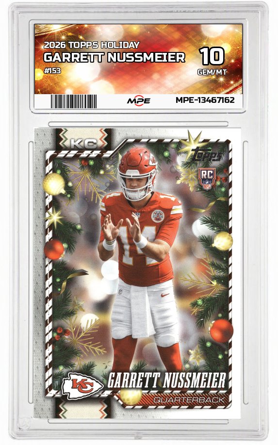2026 TOPPS HOLIDAY #153 GARRETT NUSSMEIER MPE 10 GEM/MT — graded card auctioned from the MPE vault