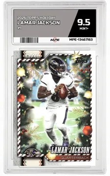 2026 TOPPS HOLIDAY #9 LAMAR JACKSON MPE 9.5 MINT+ — graded card up for auction