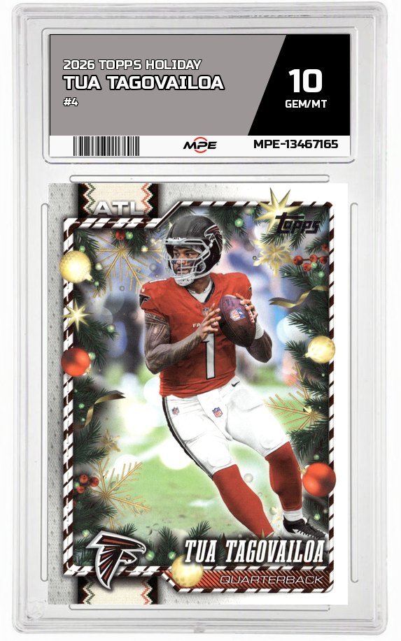 2026 TOPPS HOLIDAY #4 TUA TAGOVAILOA MPE 10 GEM/MT — graded card auctioned from the MPE vault