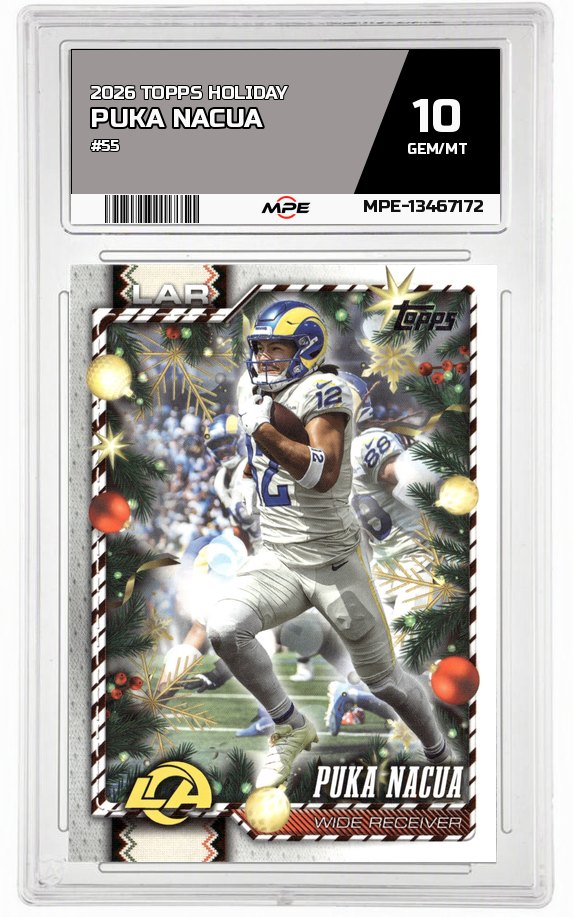 2026 TOPPS HOLIDAY #55 PUKA NACUA MPE 10 GEM/MT — graded card auctioned from the MPE vault
