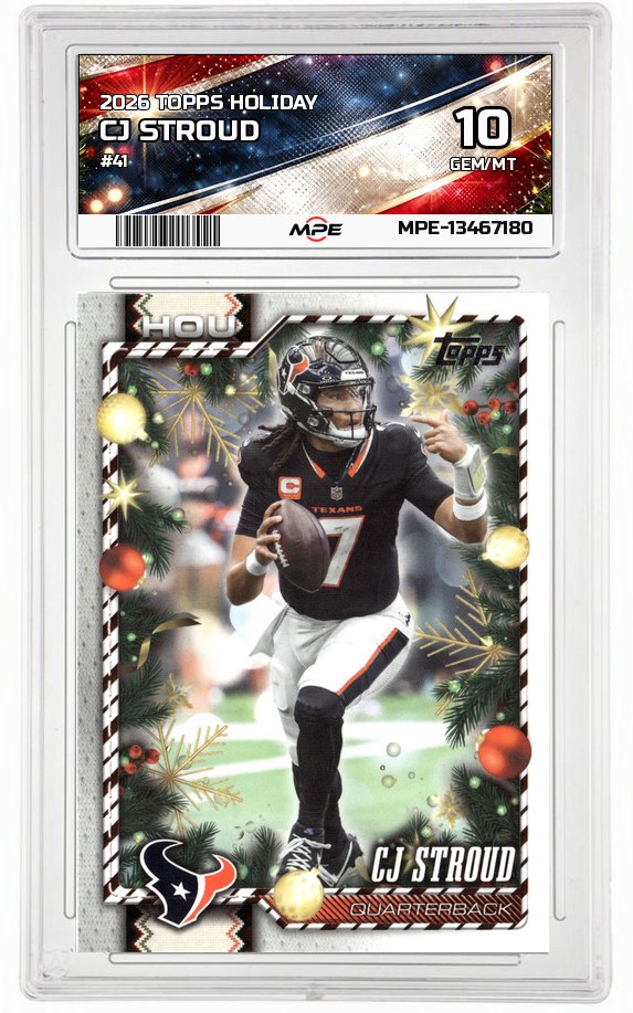 2026 TOPPS HOLIDAY #41 CJ STROUD MPE 10 GEM/MT — graded card auctioned from the MPE vault