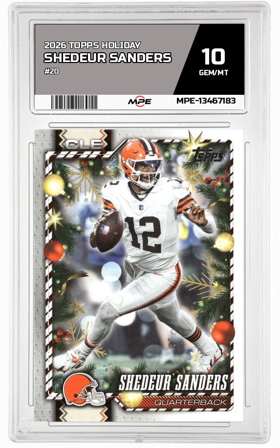 2026 TOPPS HOLIDAY #20 SHEDEUR SANDERS MPE 10 GEM/MT — graded card auctioned from the MPE vault