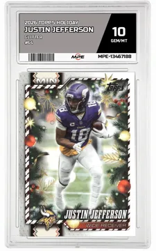 2026 TOPPS HOLIDAY GLITTER #64 JUSTIN JEFFERSON MPE 10 GEM/MT — graded card up for auction