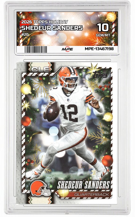 2026 TOPPS HOLIDAY #20 SHEDEUR SANDERS MPE 10 GEM/MT — graded card auctioned from the MPE vault