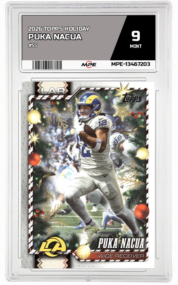 2026 TOPPS HOLIDAY #55 PUKA NACUA MPE 9 MINT — graded card auctioned from the MPE vault