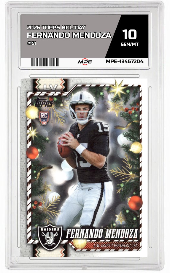 2026 TOPPS HOLIDAY #151 FERNANDO MENDOZA MPE 10 GEM/MT — graded card auctioned from the MPE vault