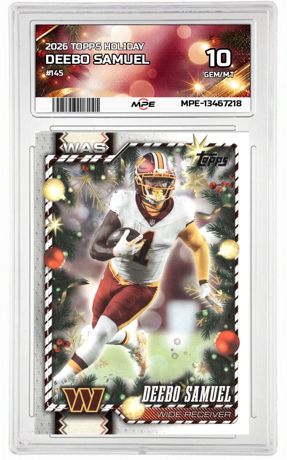 2026 TOPPS HOLIDAY #145 DEEBO SAMUEL MPE 10 GEM/MT — graded card auctioned from the MPE vault