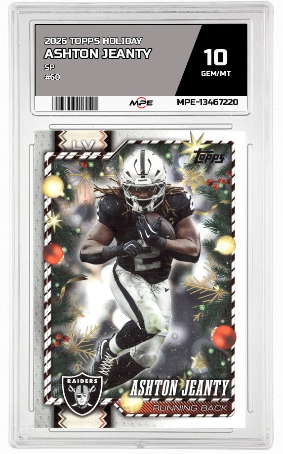 2026 TOPPS HOLIDAY SP #60 ASHTON JEANTY MPE 10 GEM/MT — graded card auctioned from the MPE vault
