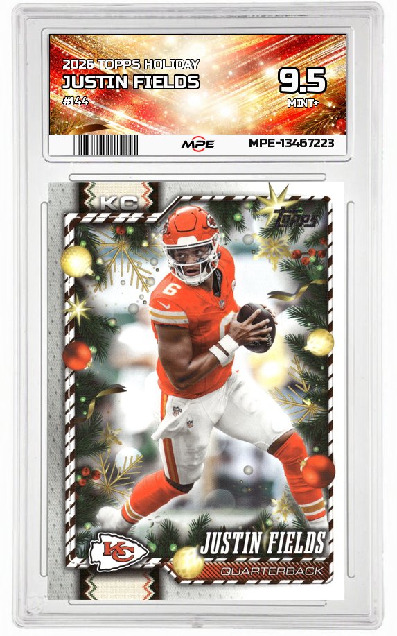 2026 TOPPS HOLIDAY #144 JUSTIN FIELDS MPE 9.5 MINT+ — graded card auctioned from the MPE vault