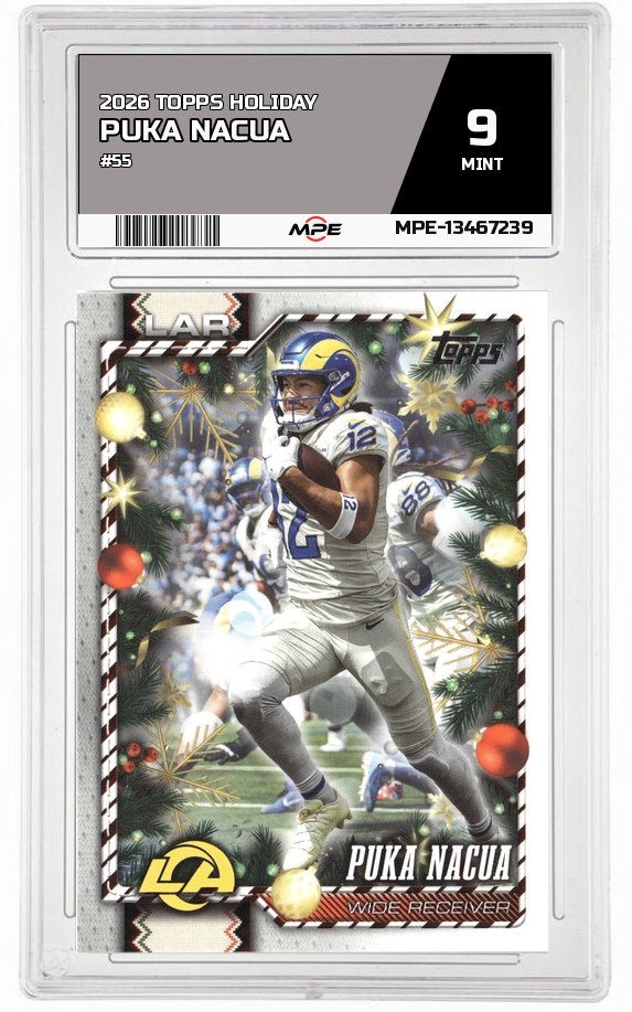 2026 TOPPS HOLIDAY #55 PUKA NACUA MPE 9 MINT — graded card auctioned from the MPE vault