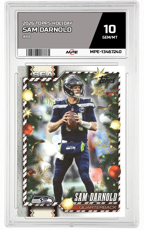 2026 TOPPS HOLIDAY #88 SAM DARNOLD MPE 10 GEM/MT — graded card auctioned from the MPE vault