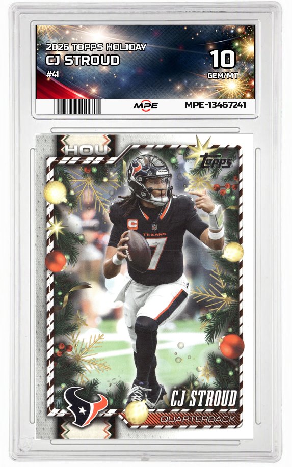 2026 TOPPS HOLIDAY #41 CJ STROUD MPE 10 GEM/MT — graded card auctioned from the MPE vault