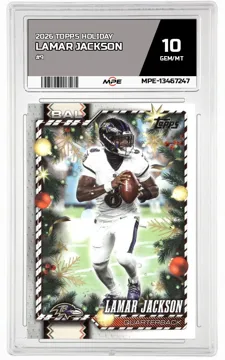 2026 TOPPS HOLIDAY #9 LAMAR JACKSON MPE 10 GEM/MT — graded card up for auction