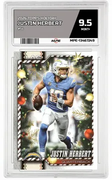 2026 TOPPS HOLIDAY #54 JUSTIN HERBERT MPE 9.5 MINT+ — graded card up for auction