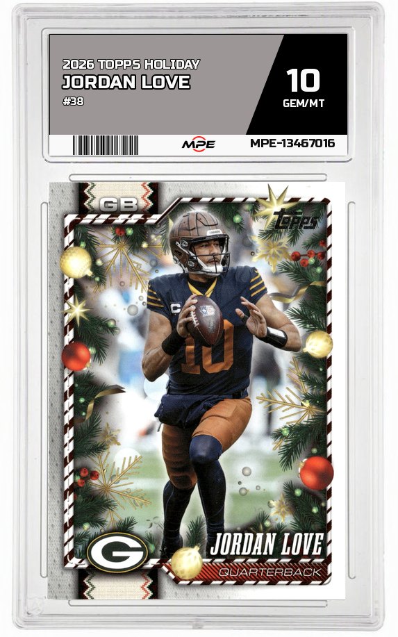 2026 TOPPS HOLIDAY #38 JORDAN LOVE MPE 10 GEM/MT — graded card auctioned from the MPE vault