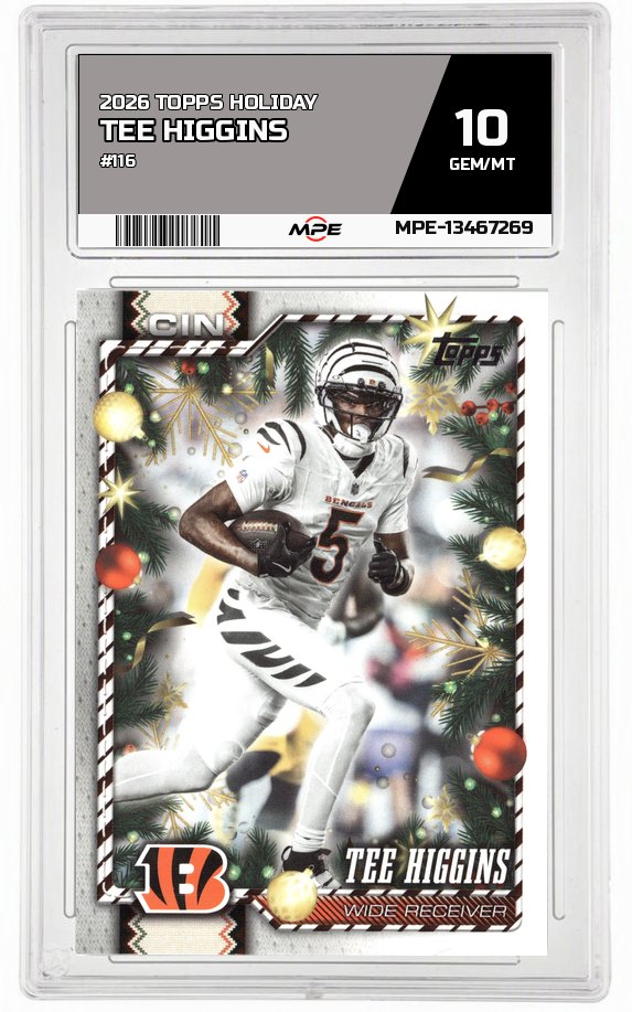 2026 TOPPS HOLIDAY #116 TEE HIGGINS MPE 10 GEM/MT — graded card auctioned from the MPE vault