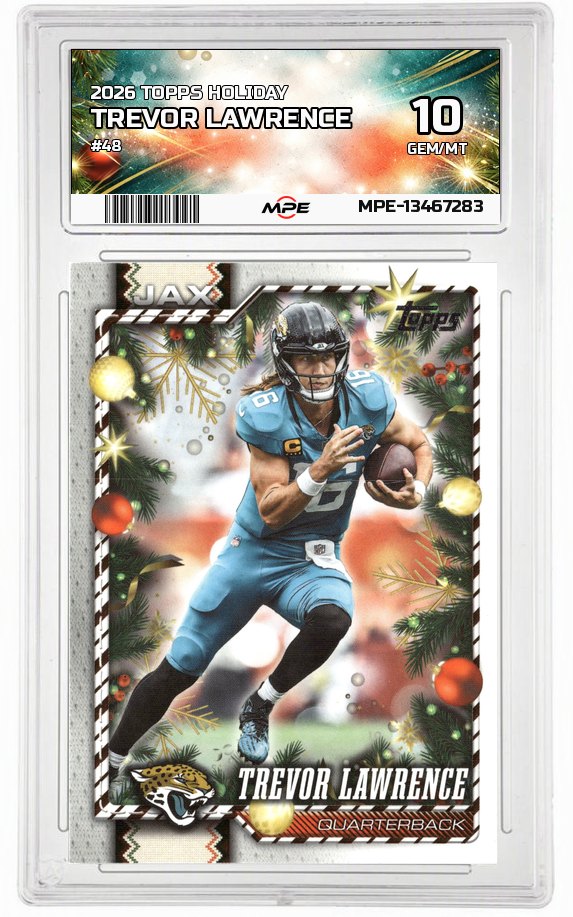 2026 TOPPS HOLIDAY #48 TREVOR LAWRENCE MPE 10 GEM/MT — graded card auctioned from the MPE vault