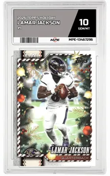 2026 TOPPS HOLIDAY #9 LAMAR JACKSON MPE 10 GEM/MT — graded card up for auction