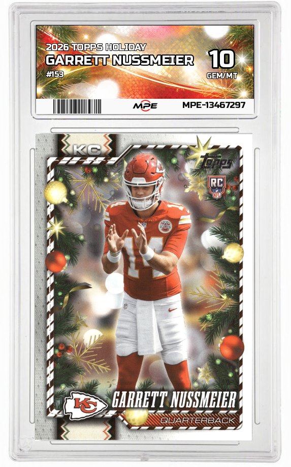 2026 TOPPS HOLIDAY #153 GARRETT NUSSMEIER MPE 10 GEM/MT — graded card auctioned from the MPE vault
