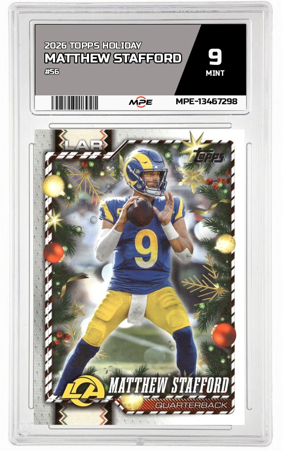 2026 TOPPS HOLIDAY #56 MATTHEW STAFFORD MPE 9 MINT — graded card auctioned from the MPE vault