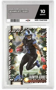 2026 TOPPS HOLIDAY #36 JAHMYR GIBBS MPE 10 GEM/MT — graded card up for auction