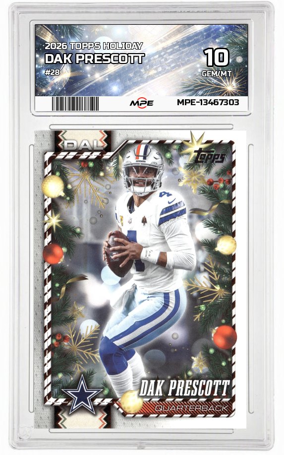 2026 TOPPS HOLIDAY #28 DAK PRESCOTT MPE 10 GEM/MT — graded card auctioned from the MPE vault