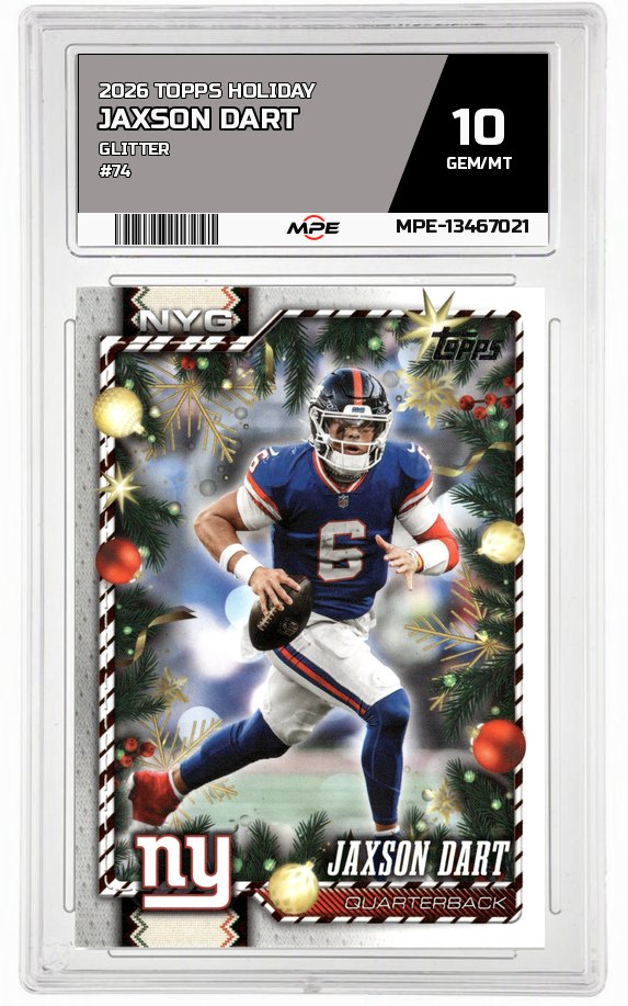 2026 TOPPS HOLIDAY GLITTER #74 JAXSON DART MPE 10 GEM/MT — graded card auctioned from the MPE vault