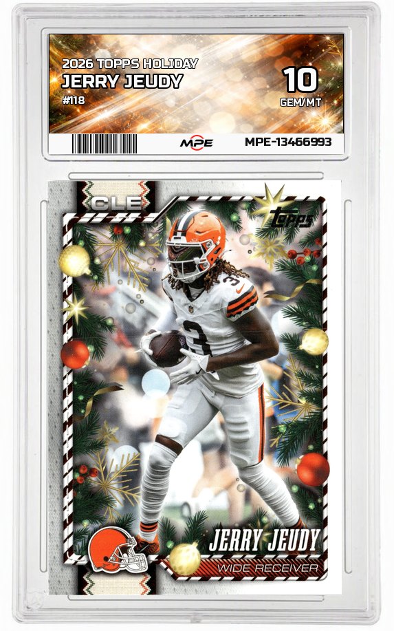 2026 TOPPS HOLIDAY #118 JERRY JEUDY MPE 10 GEM/MT — graded card auctioned from the MPE vault