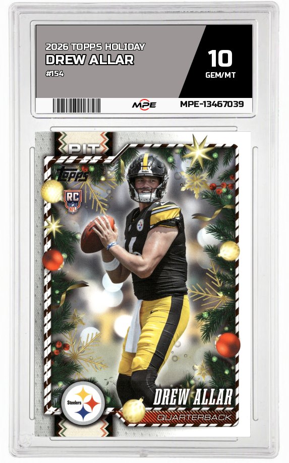 2026 TOPPS HOLIDAY #154 DREW ALLAR MPE 10 GEM/MT — graded card auctioned from the MPE vault