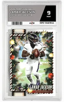 2026 TOPPS HOLIDAY Holiday Back Variation #9 LAMAR JACKSON MPE 9 MINT — graded card up for auction