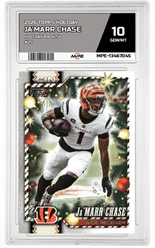 2026 TOPPS HOLIDAY Holiday Back SP #25 JA'MARR CHASE MPE 10 GEM/MT — graded card up for auction