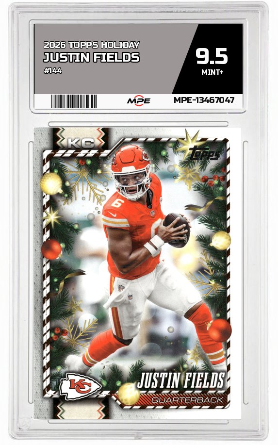 2026 TOPPS HOLIDAY #144 JUSTIN FIELDS MPE 9.5 MINT+ — graded card auctioned from the MPE vault