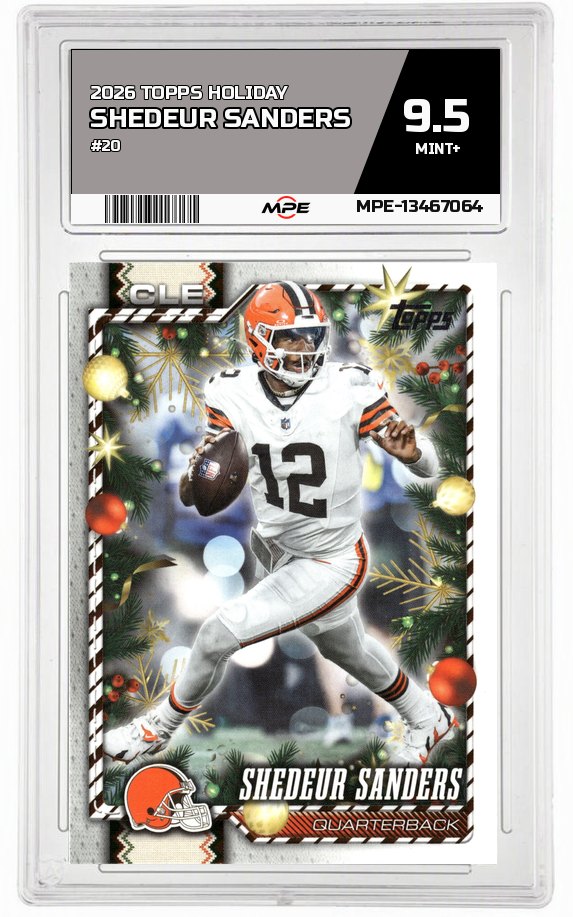 2026 TOPPS HOLIDAY #20 SHEDEUR SANDERS MPE 9.5 MINT+ — graded card auctioned from the MPE vault