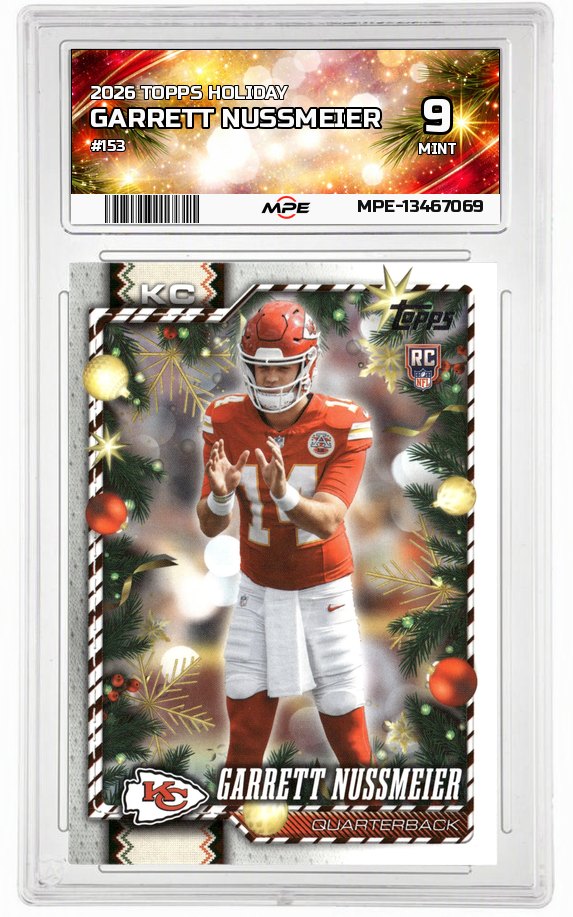 2026 TOPPS HOLIDAY #153 GARRETT NUSSMEIER MPE 9 MINT — graded card auctioned from the MPE vault