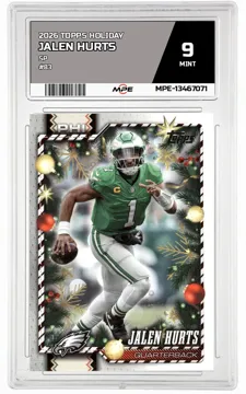 2026 TOPPS HOLIDAY SP #83 JALEN HURTS MPE 9 MINT — graded card up for auction