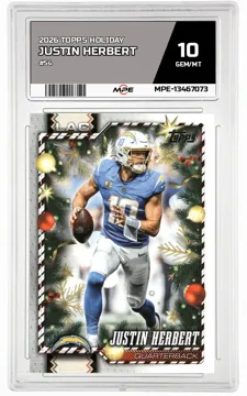 2026 TOPPS HOLIDAY #54 JUSTIN HERBERT MPE 10 GEM/MT — graded card up for auction