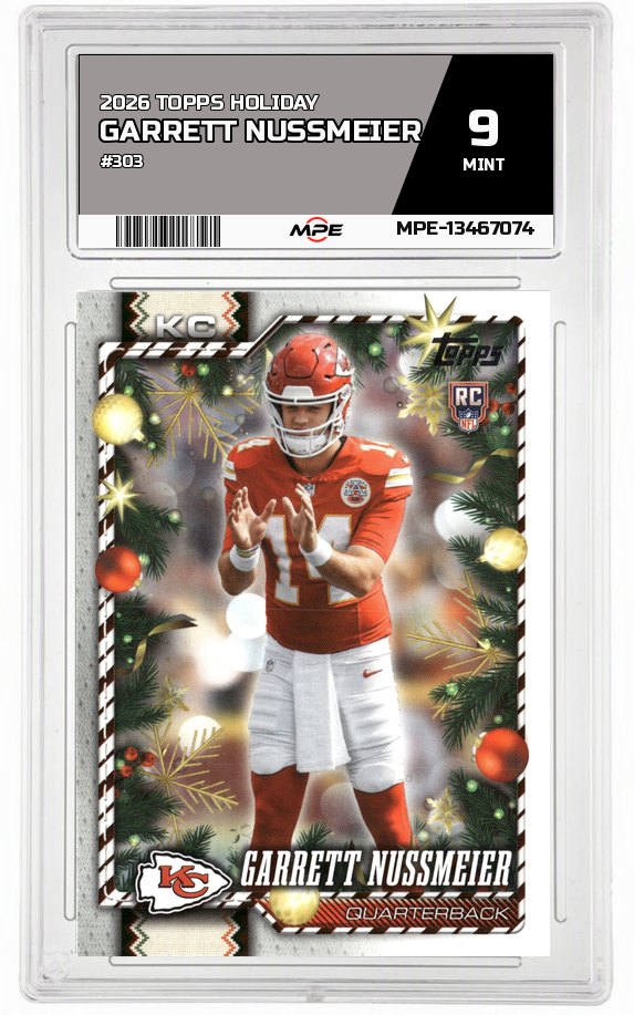 2026 TOPPS HOLIDAY #303 GARRETT NUSSMEIER MPE 9 MINT — graded card auctioned from the MPE vault
