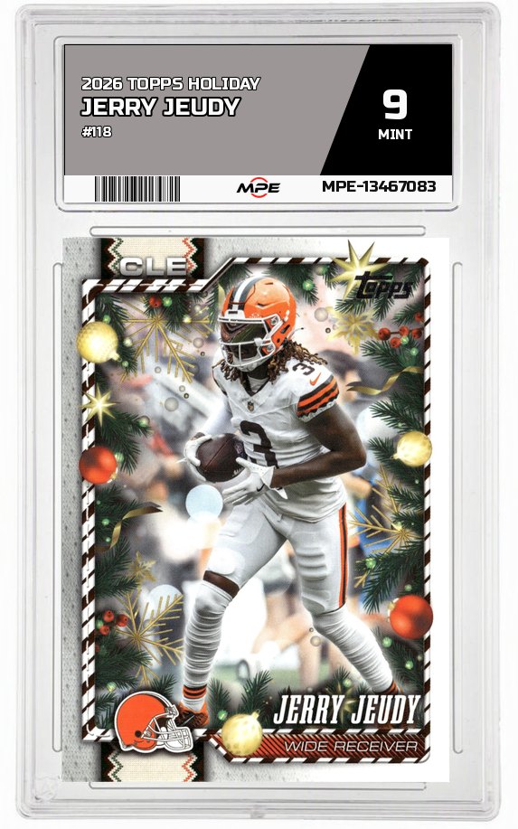 2026 TOPPS HOLIDAY #118 JERRY JEUDY MPE 9 MINT — graded card auctioned from the MPE vault