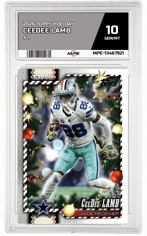 2026 TOPPS HOLIDAY #29 CEEDEE LAMB MPE 10 GEM/MT — graded card auctioned from the MPE vault