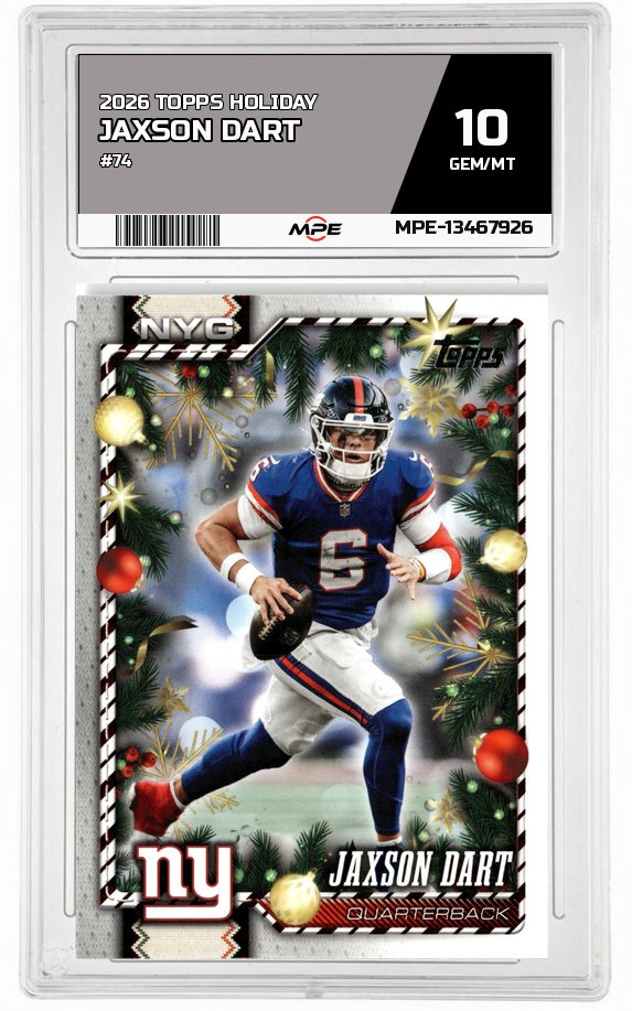 2026 TOPPS HOLIDAY #74 JAXSON DART MPE 10 GEM/MT — graded card auctioned from the MPE vault