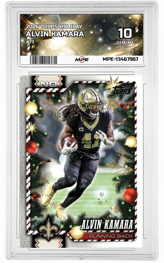 2026 TOPPS HOLIDAY #73 ALVIN KAMARA MPE 10 GEM/MT — graded card auctioned from the MPE vault