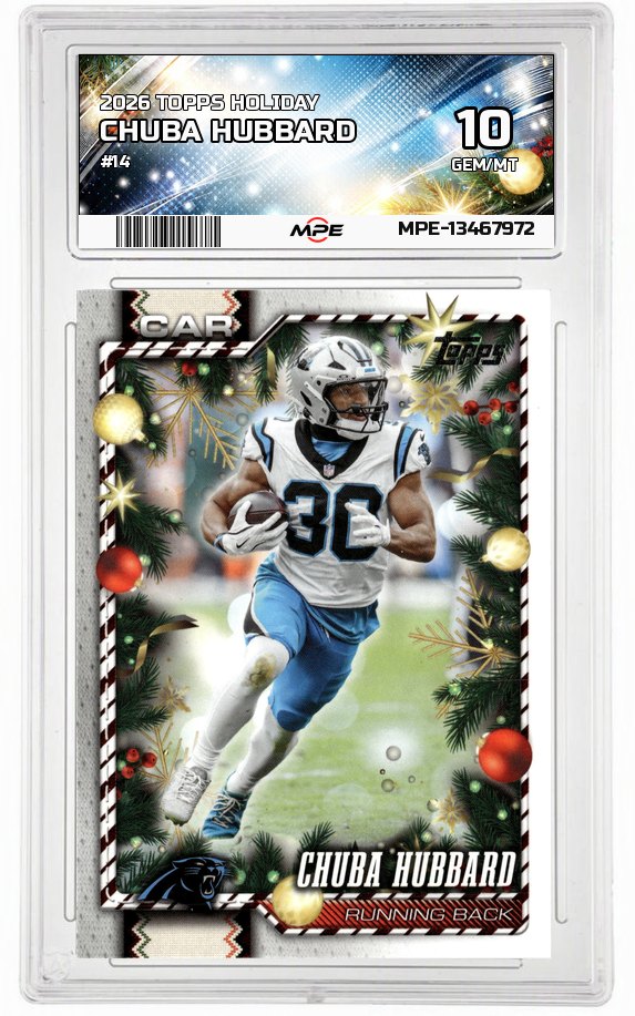 2026 TOPPS HOLIDAY #14 CHUBA HUBBARD MPE 10 GEM/MT — graded card auctioned from the MPE vault