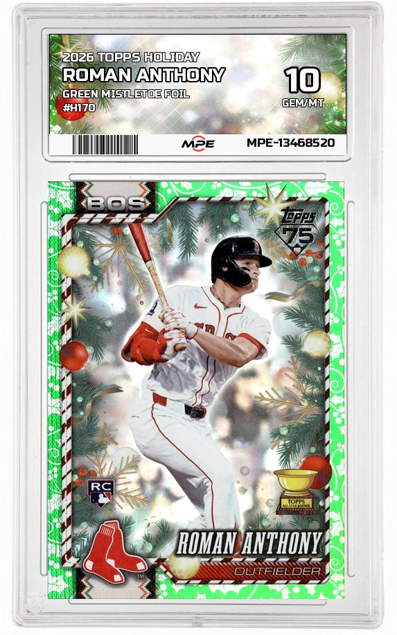 2026 TOPPS HOLIDAY GREEN MISTLETOE FOIL #H170 ROMAN ANTHONY MPE 10 GEM/MT — graded card auctioned from the MPE vault