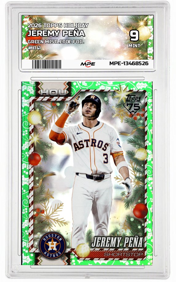 2026 TOPPS HOLIDAY GREEN MISTLETOE FOIL #H141 JEREMY PEÑA MPE 9 MINT — graded card auctioned from the MPE vault
