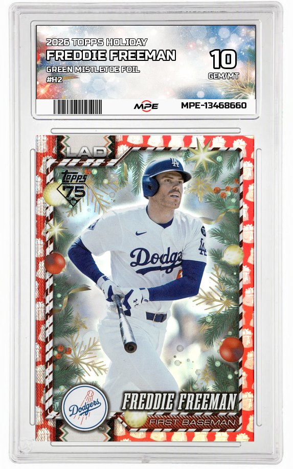 2026 TOPPS HOLIDAY GREEN MISTLETOE FOIL #H2 FREDDIE FREEMAN MPE 10 GEM/MT — graded card auctioned from the MPE vault