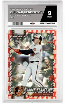 2026 TOPPS HOLIDAY RED SANTA BAG FOIL #H43 GUNNAR HENDERSON MPE 9 MINT — graded card up for auction